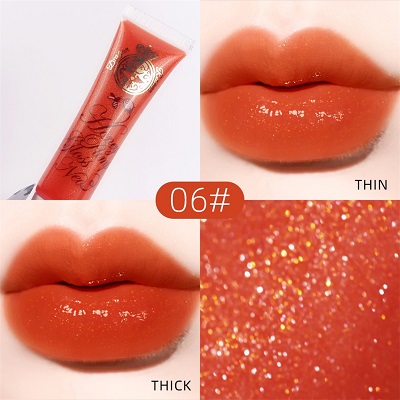 Lip Glaze/Gloss Transparent Gold Glitter Orange